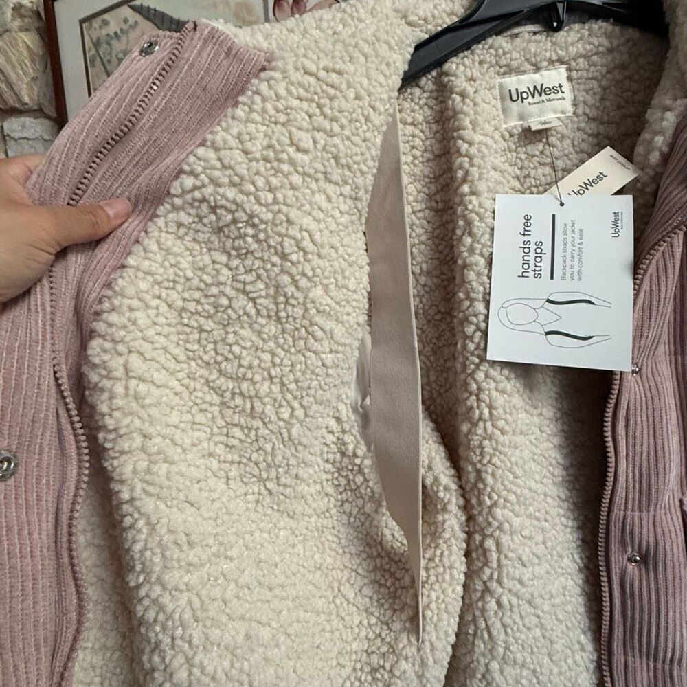 NWT UpWest women’s lined corduroy jacket hands free bomber in rose blush - Picture 7 of 10